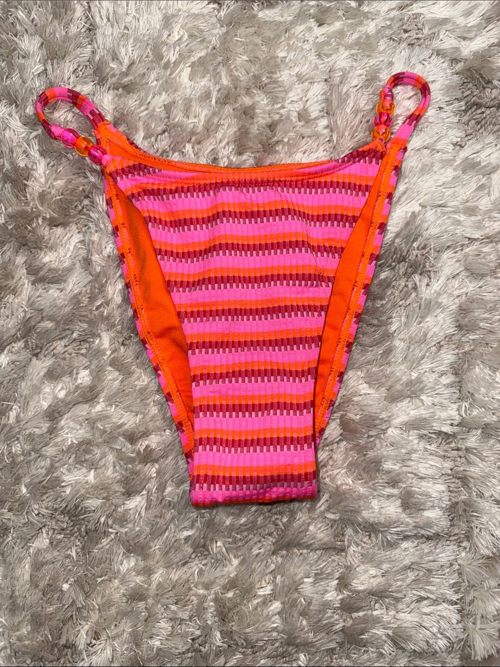 Wild Fable Pink & Orange Striped Beaded Bikini Bottom